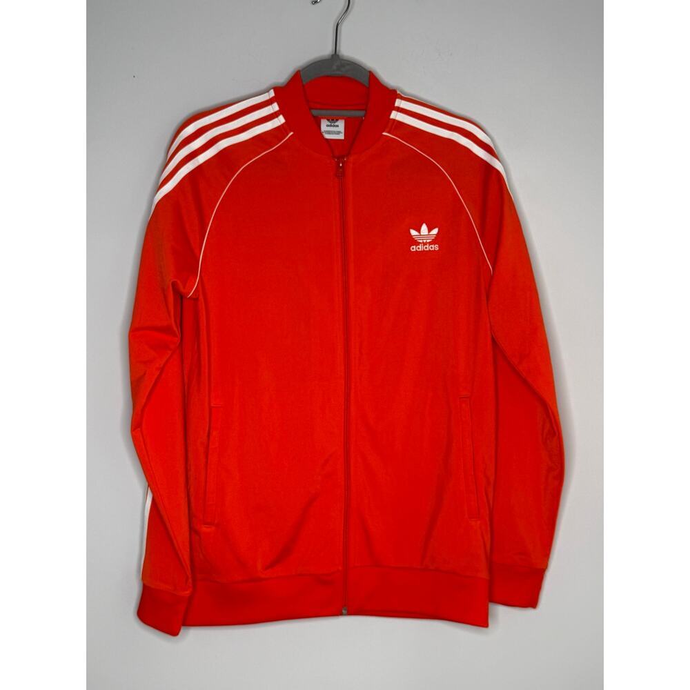 Adidas 3 Stripe Track Jacket Orange Youth Sz15-16Yr XL Full Zip Sweatshirt - Picture 1 of 9